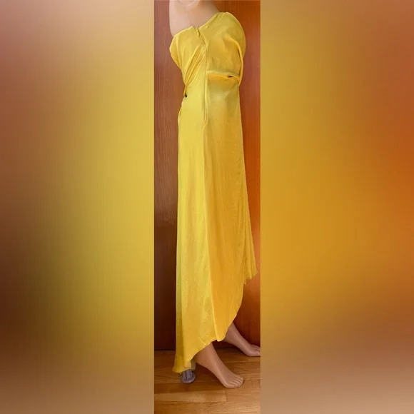 HALSTON HERITAGE NWOT Strapless Draped Yellow Gown Size 2 - Picture 6 of 10